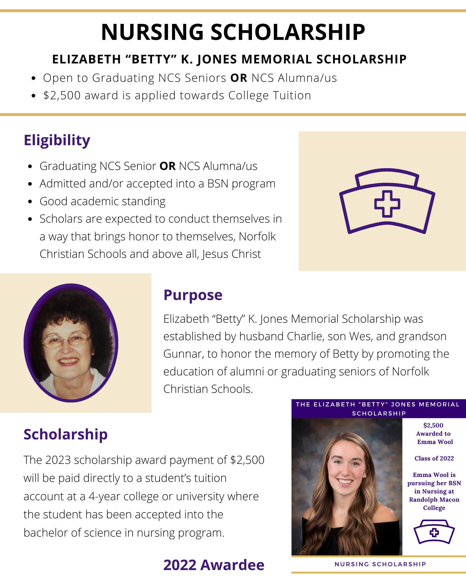 Betty Jones Scholarship Info