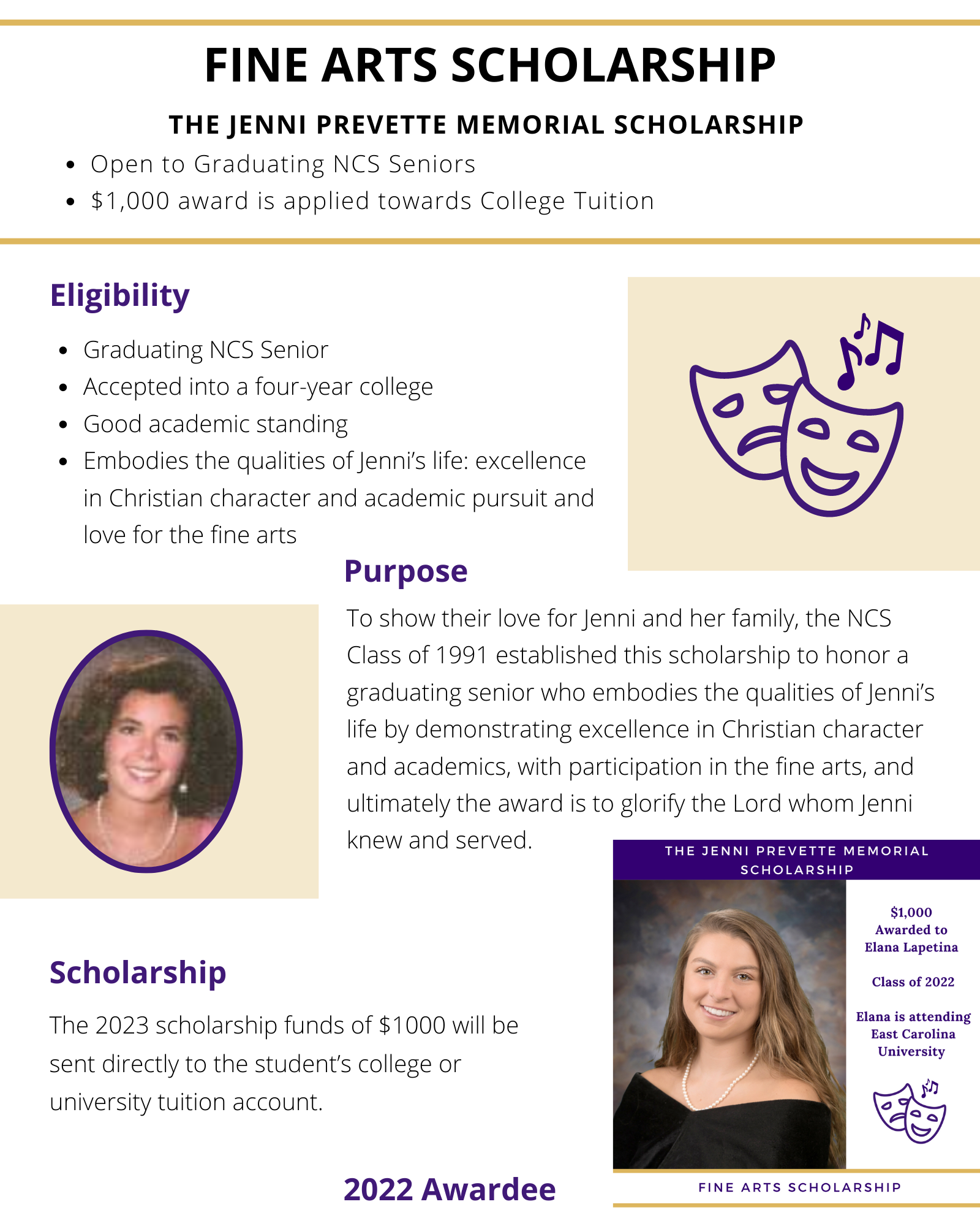 Jenni Prevette Scholarship Info